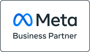 Meta Business Partner logo with white background and blue Meta symbol.