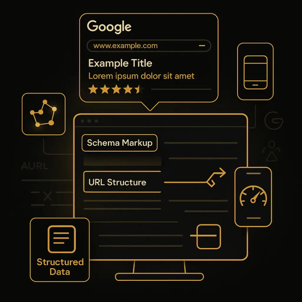 SEO content structure with focus on headers, keyword density, and internal links.