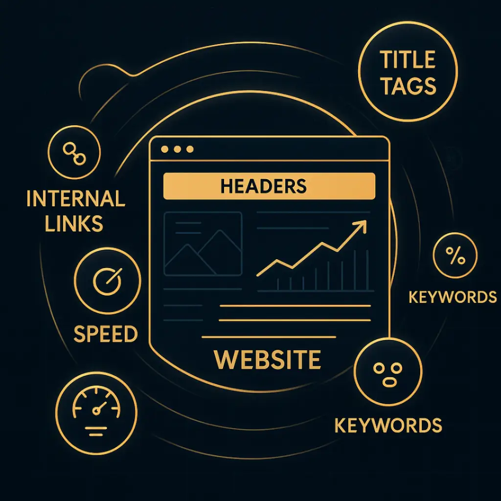 Dashboard showing SEO analytics with keyword rankings and performance graphs.