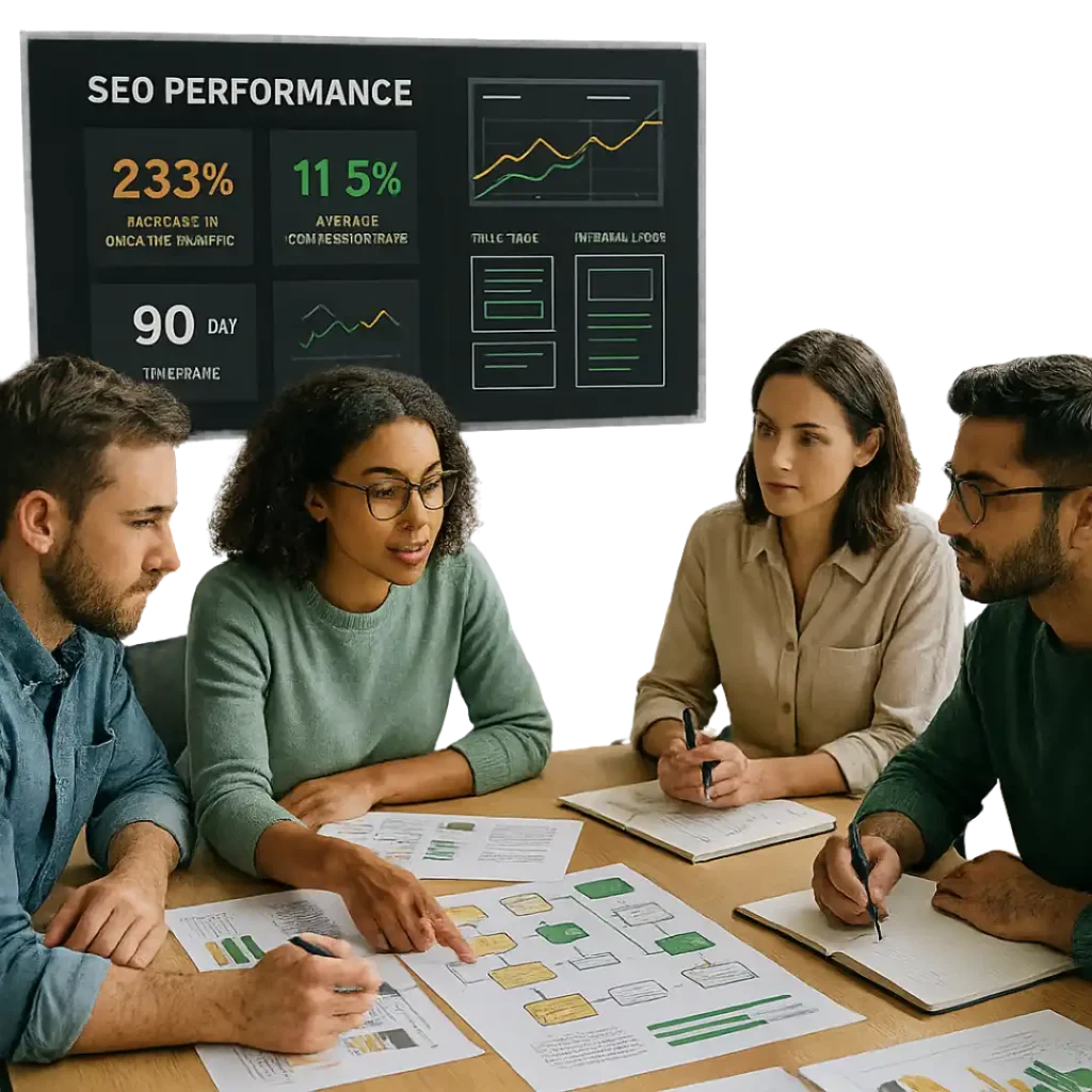 Business consultant explaining marketing strategy to client on tablet