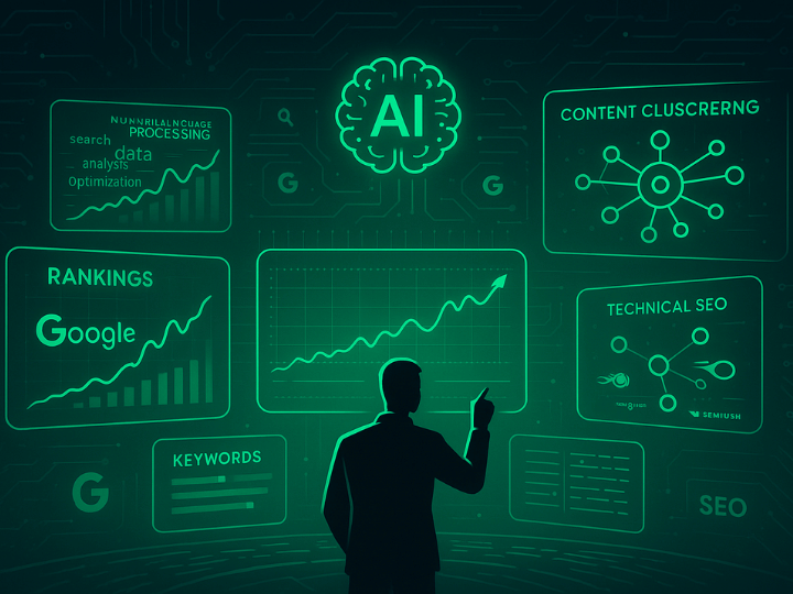 a digital marketer pointer at their dashboard to check results of their AI-powered marketing