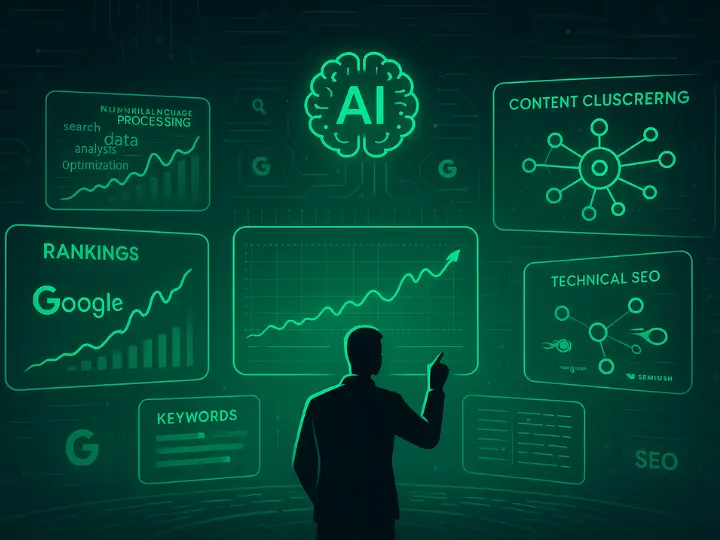 a digital marketer pointer at their dashboard to check results of their AI-powered marketing