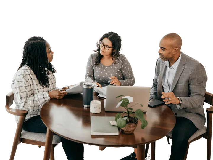 two business consultants having a conversation with their prospect