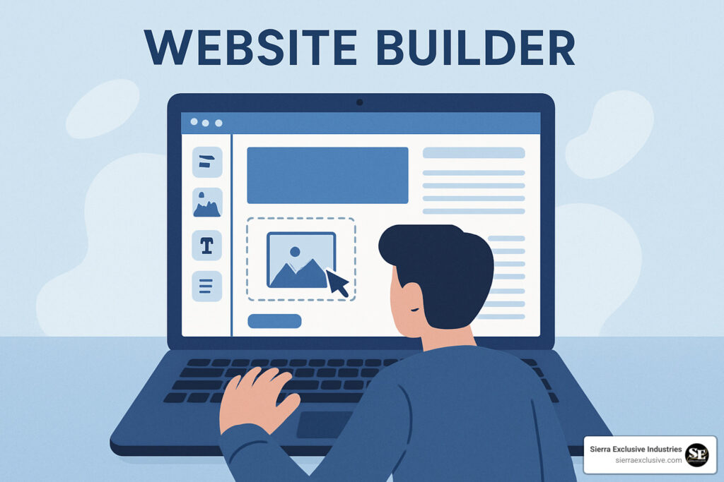 a marketer looking for the top website builder on his laptop