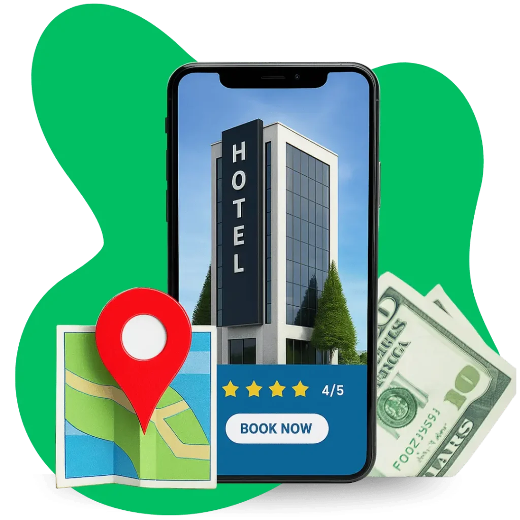 A smartphone displays a Google Business Profile for a local business