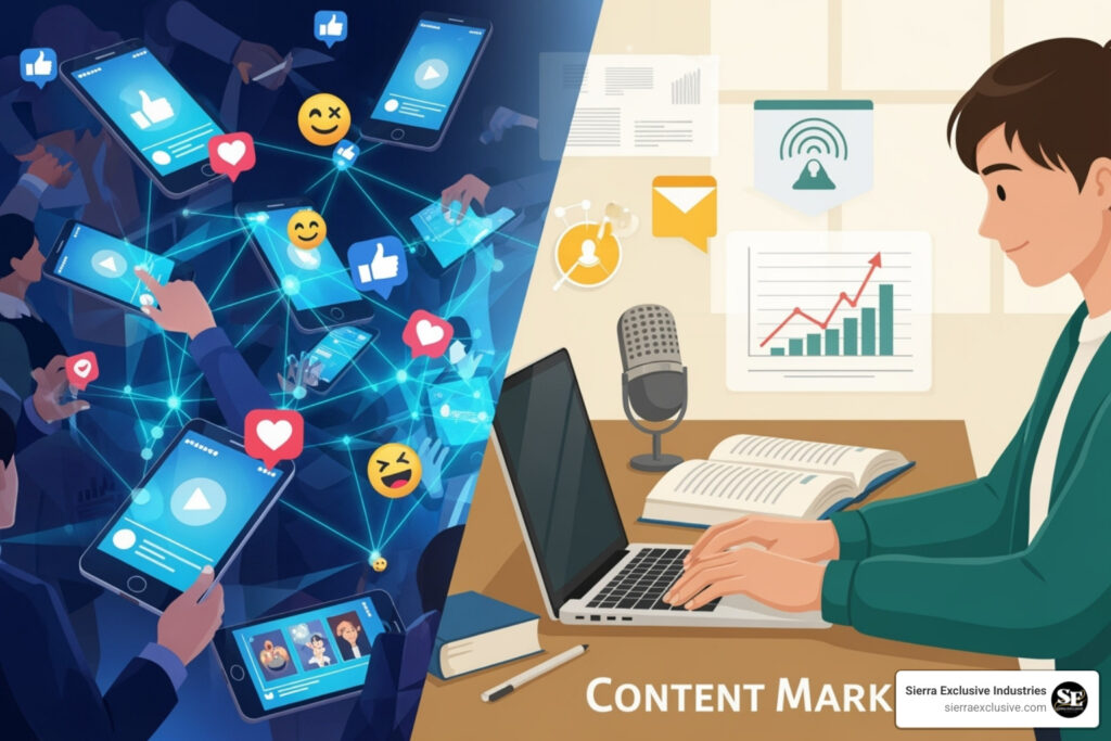 how does social media and content marketing differ