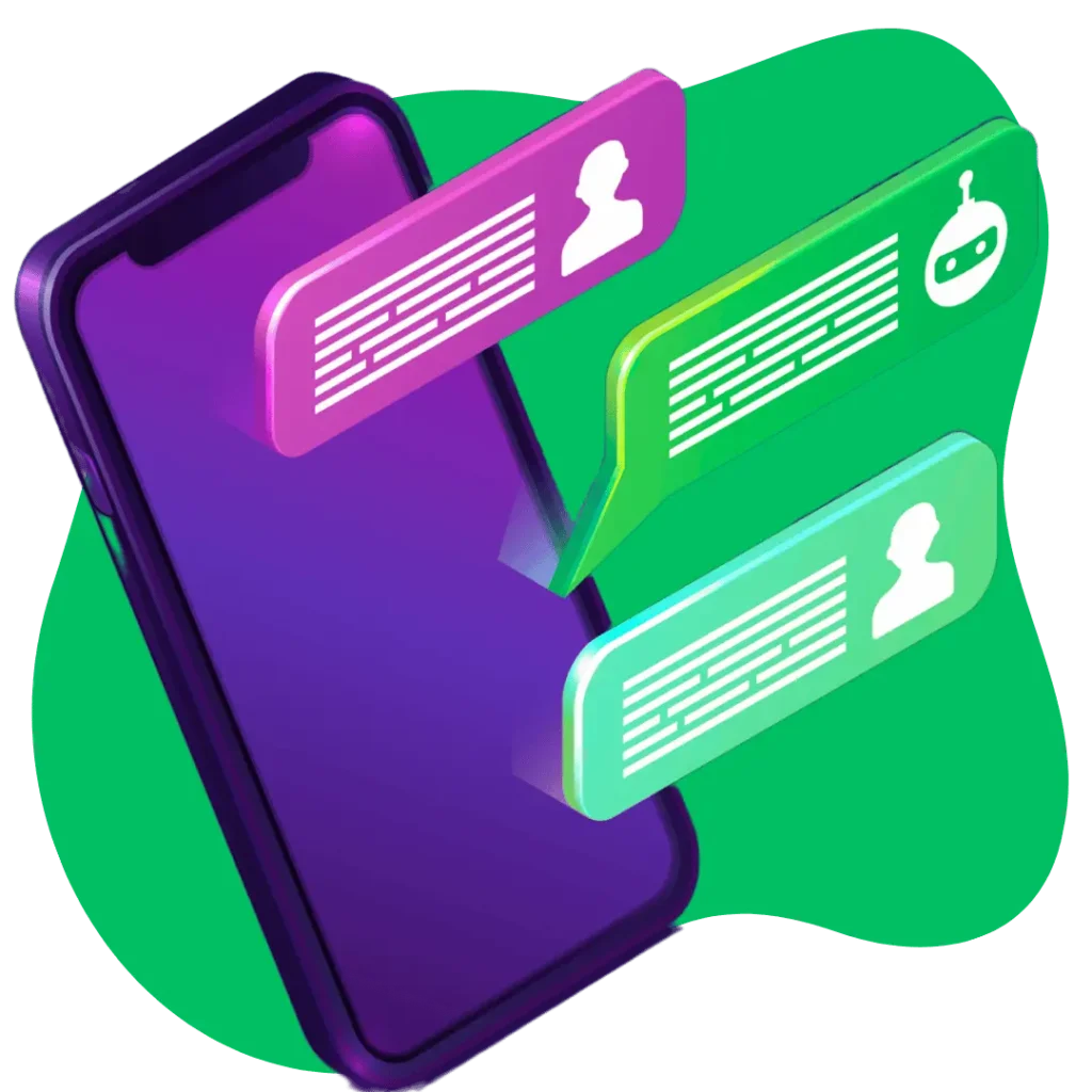 smartphone with a series of automated SMS marketing chats